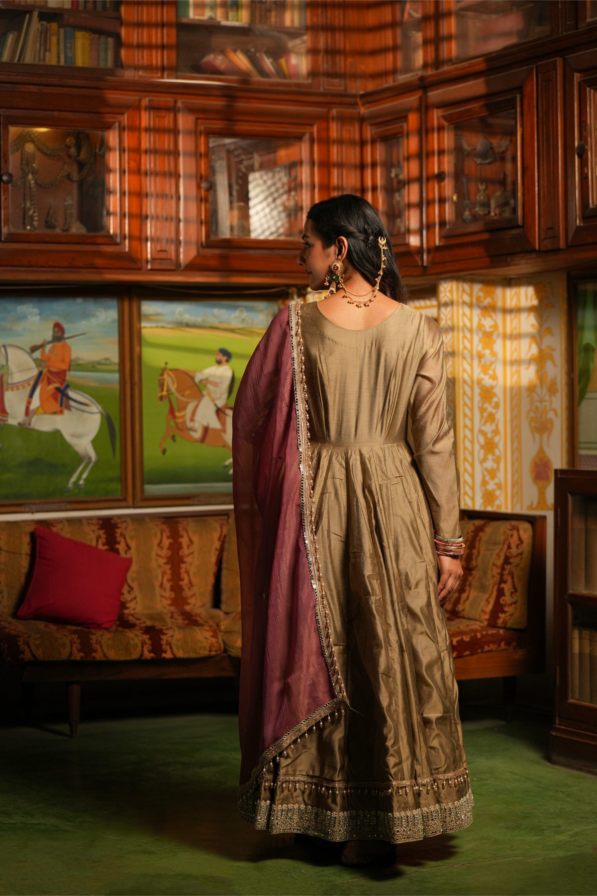 Gulnaar Royale Champagne Anarkali Suit Set