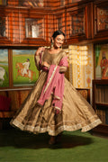 Gulnaar Royale Champagne Anarkali Suit Set