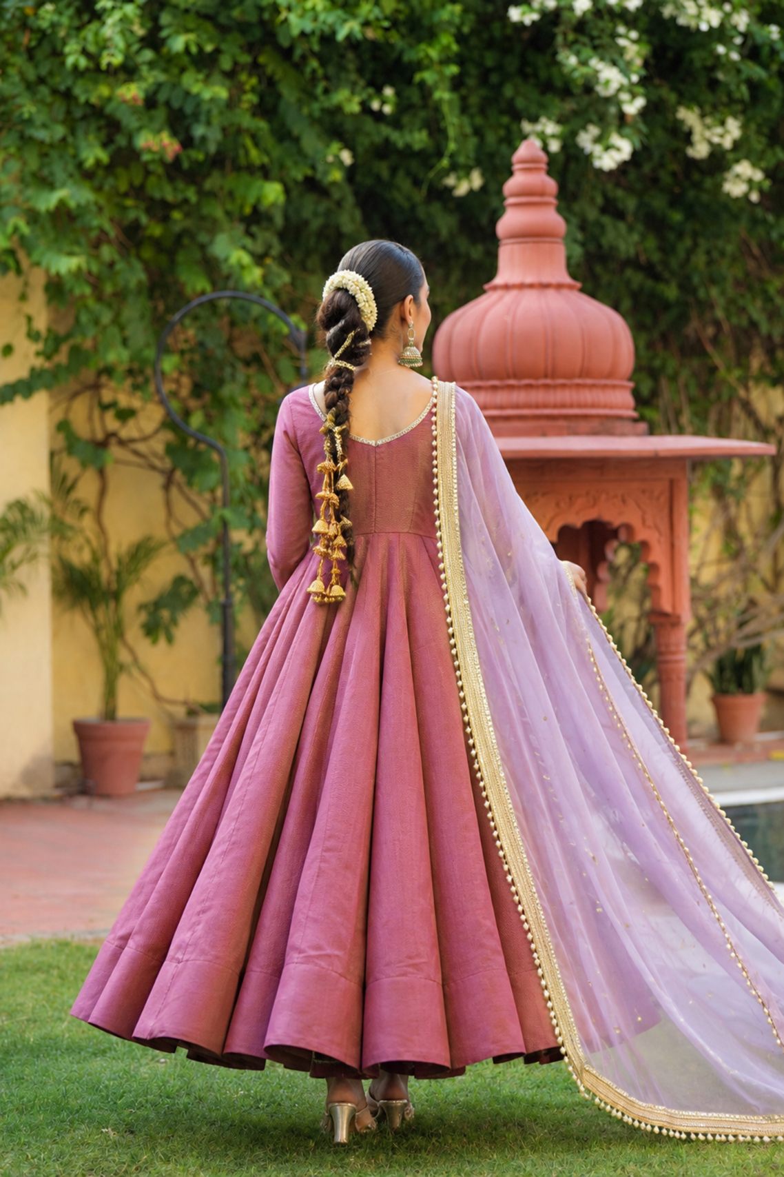 Gulabi Aangan – Rose Mauve Flared Anarkali Suit Set