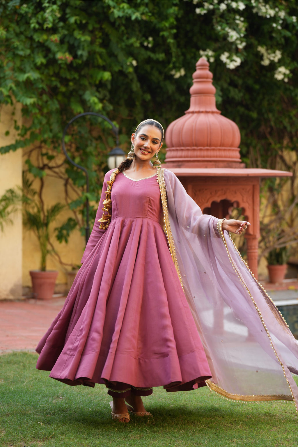 Gulabi Aangan – Rose Mauve Flared Anarkali Suit Set