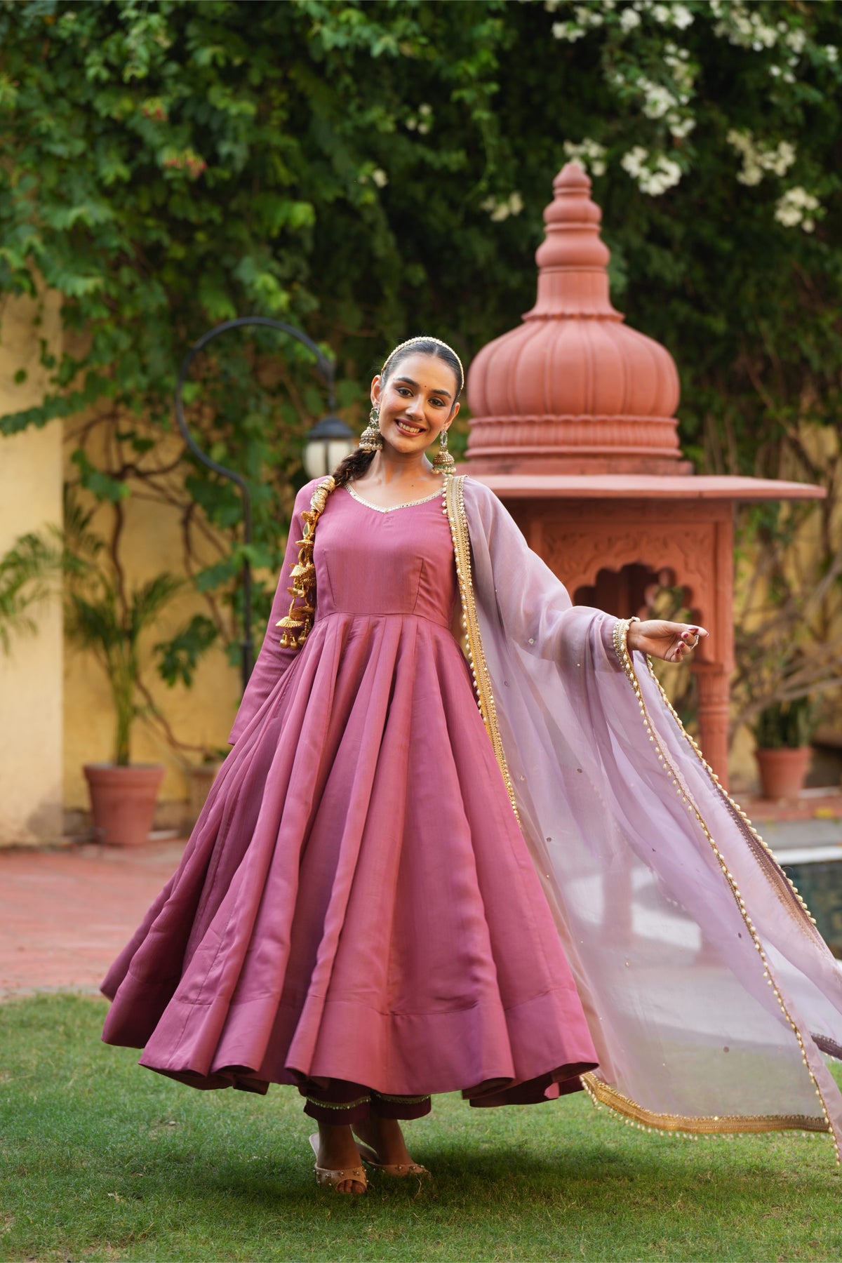 Gulabi Aangan – Rose Mauve Flared Anarkali Suit Set