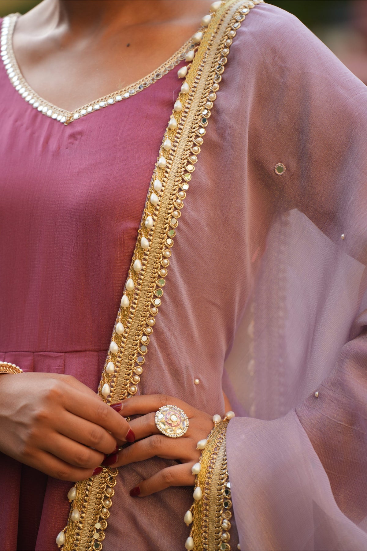 Gulabi Aangan – Rose Mauve Flared Anarkali Suit Set