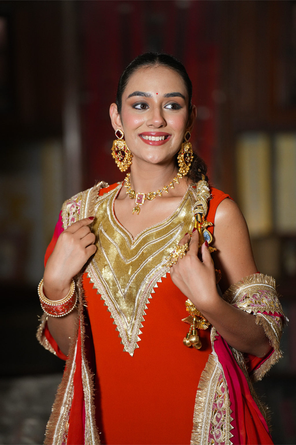Rangrez Riwaayat – Vermilion Orange & Rani Pink Sharara Suit Set