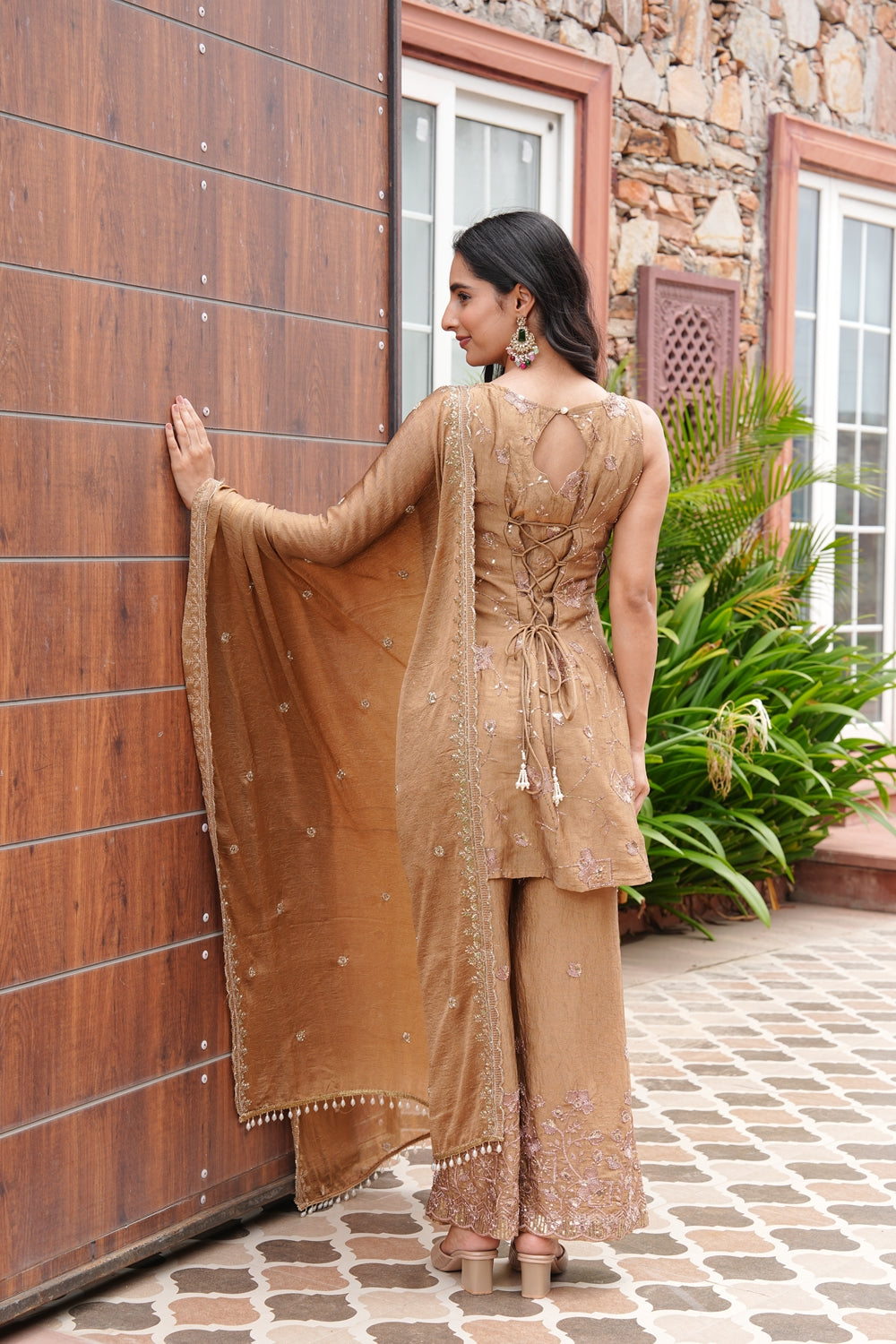 Indianvirasat Anvika heavy embroidered kurta set with intricate embroidery and matching dupatta, traditional Indian ethnic wear.