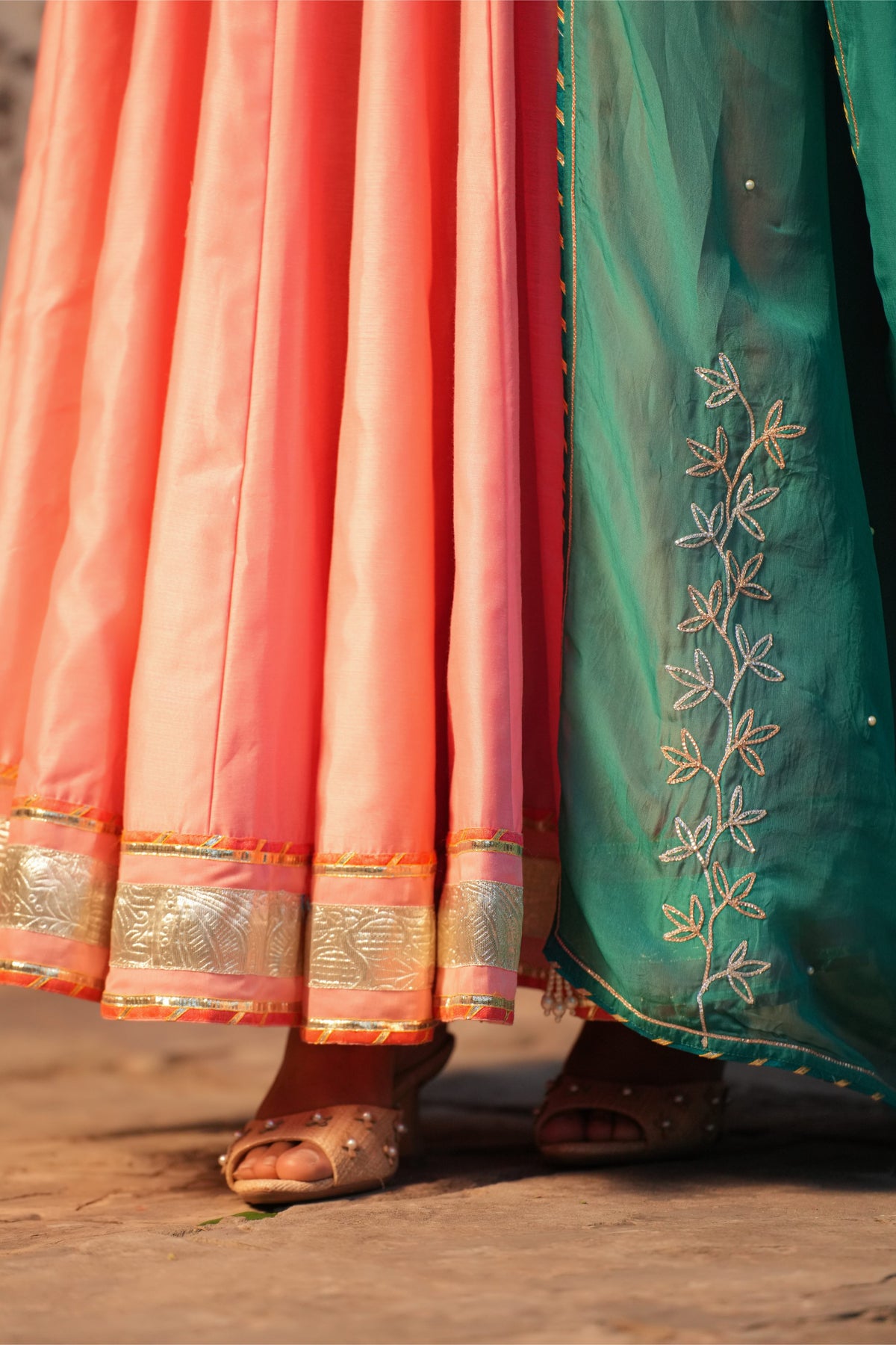 Phoolpari – Rose Pink & Teal Anarkali Suit Set