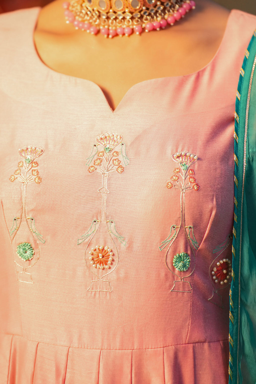 Phoolpari – Rose Pink & Teal Anarkali Suit Set