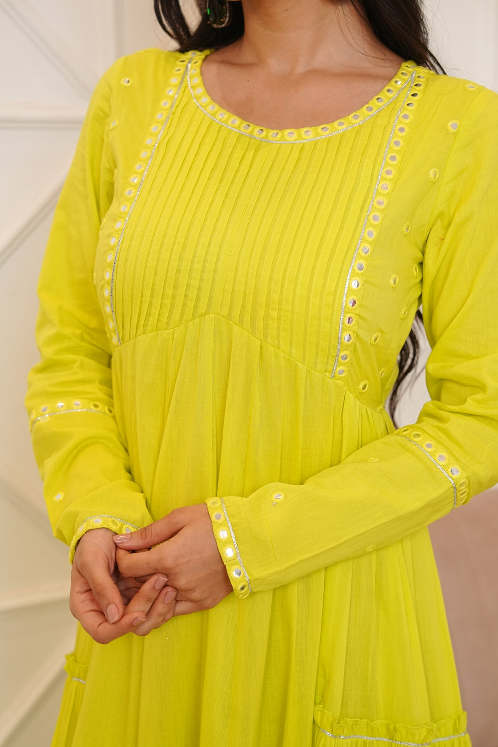 Shibori Green Cotton Ethnic Dress