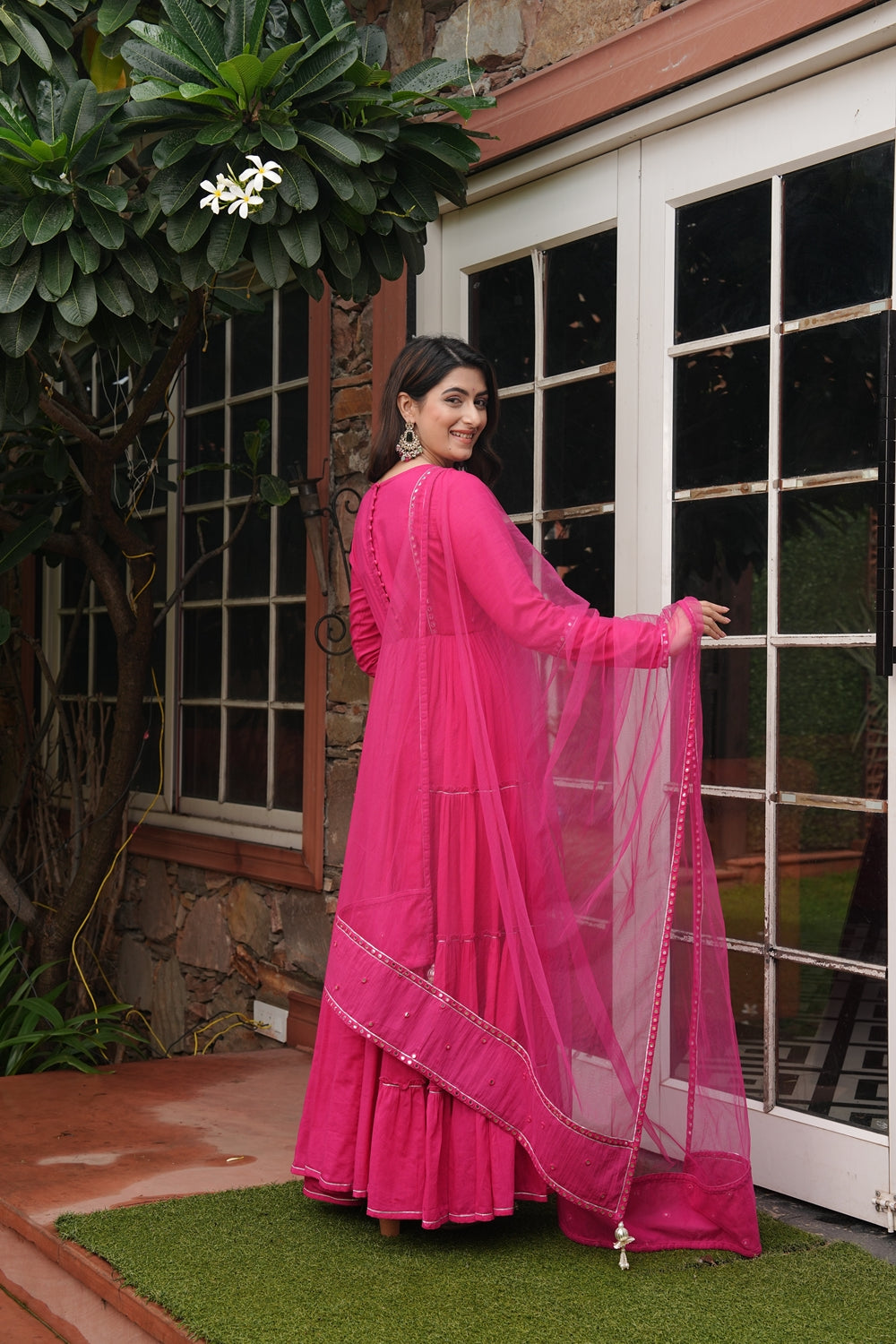Indian Virasat Rani Noor cotton ethnic dress featuring traditional patterns and vibrant colors, perfect for festive occasions.