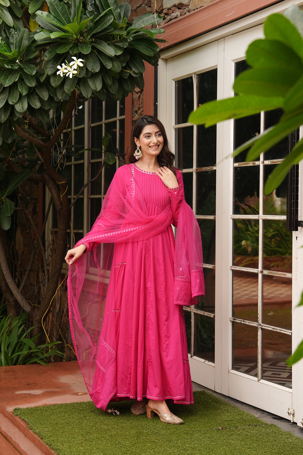 Indian Virasat Rani Noor cotton ethnic dress featuring traditional embroidery and vibrant colors, perfect for cultural occasions.