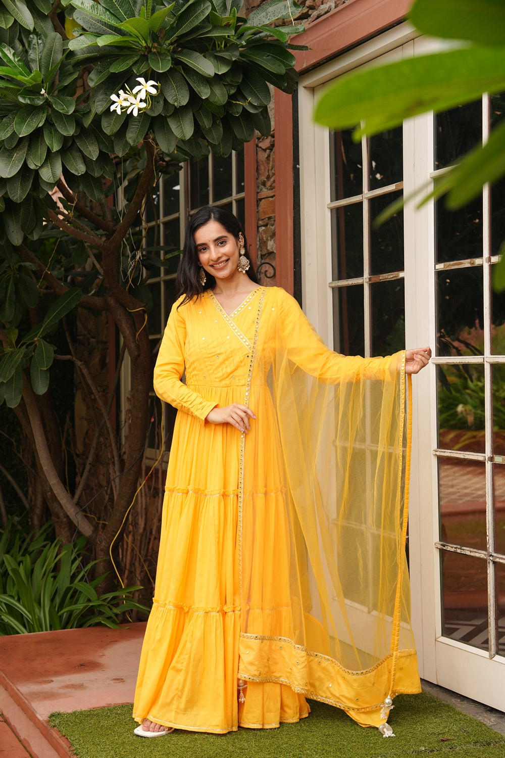 Saba Yellow Cotton Ethnic Dress