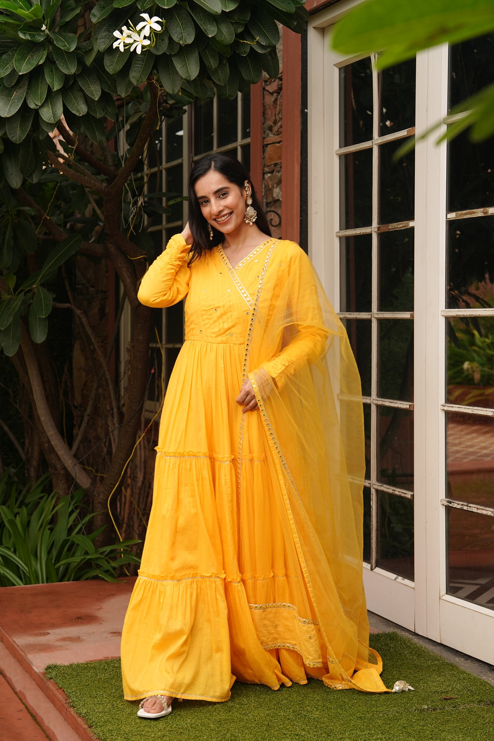 Saba Yellow Cotton Ethnic Dress