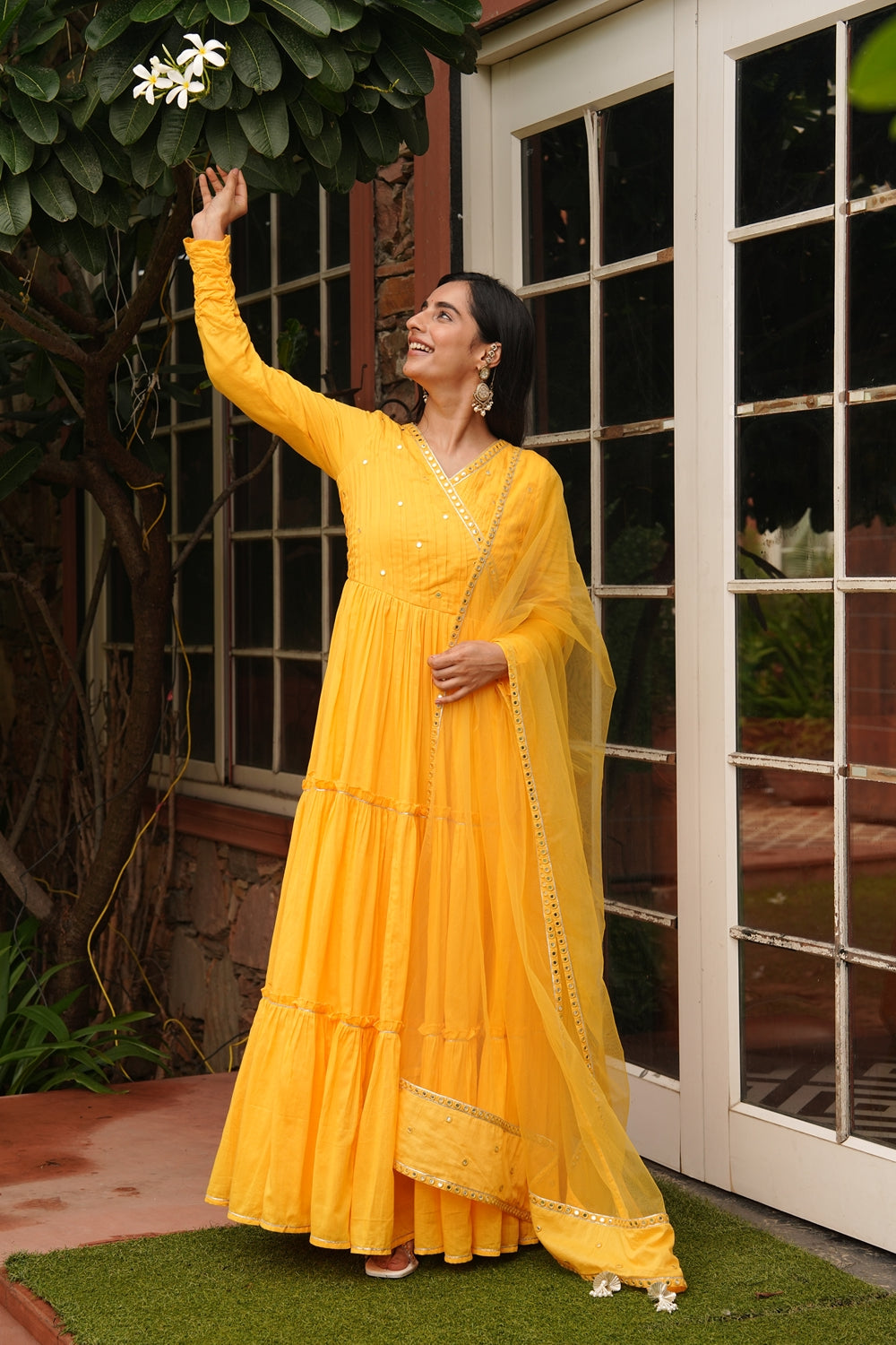 Saba Yellow Cotton Ethnic Dress