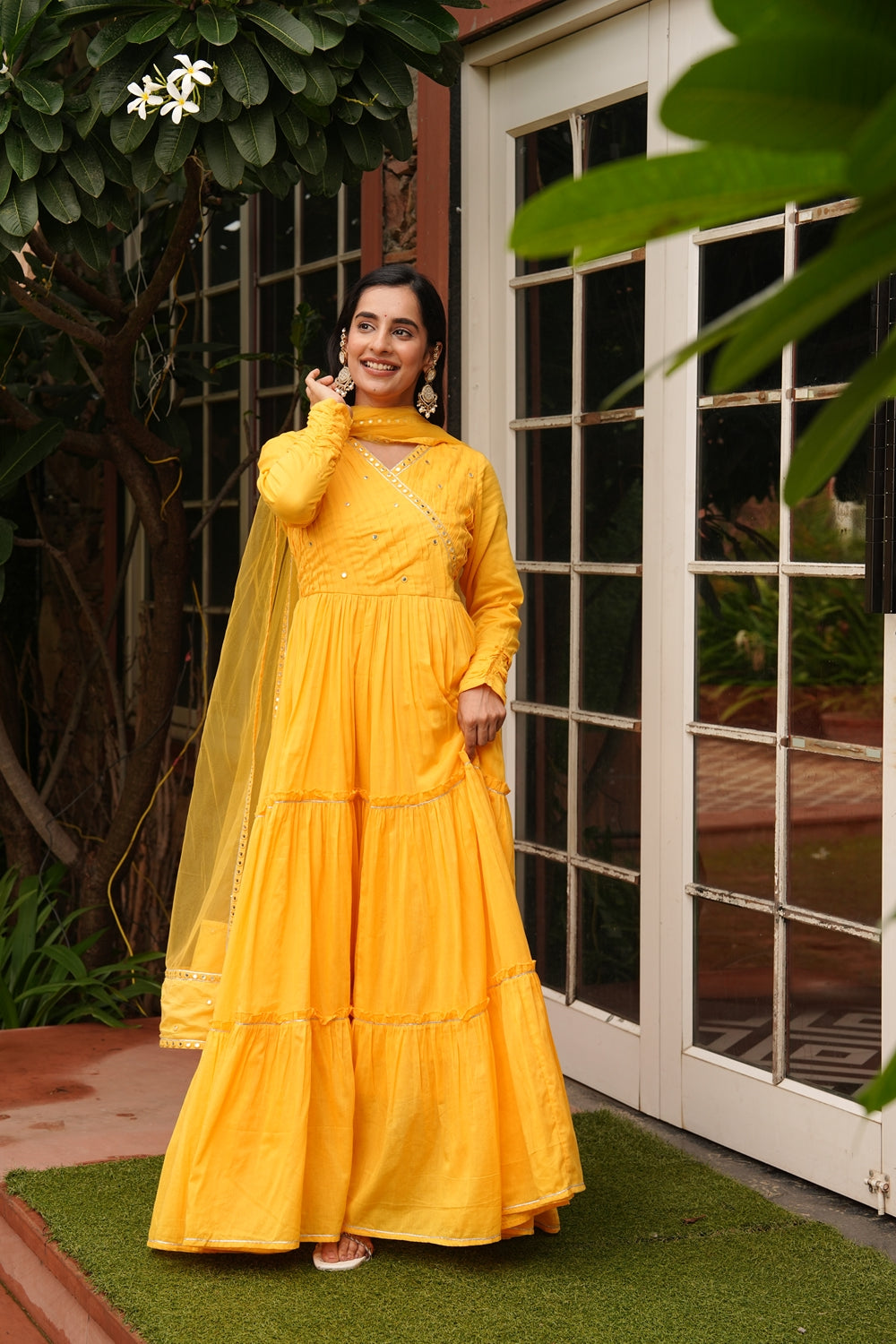 Saba Yellow Cotton Ethnic Dress