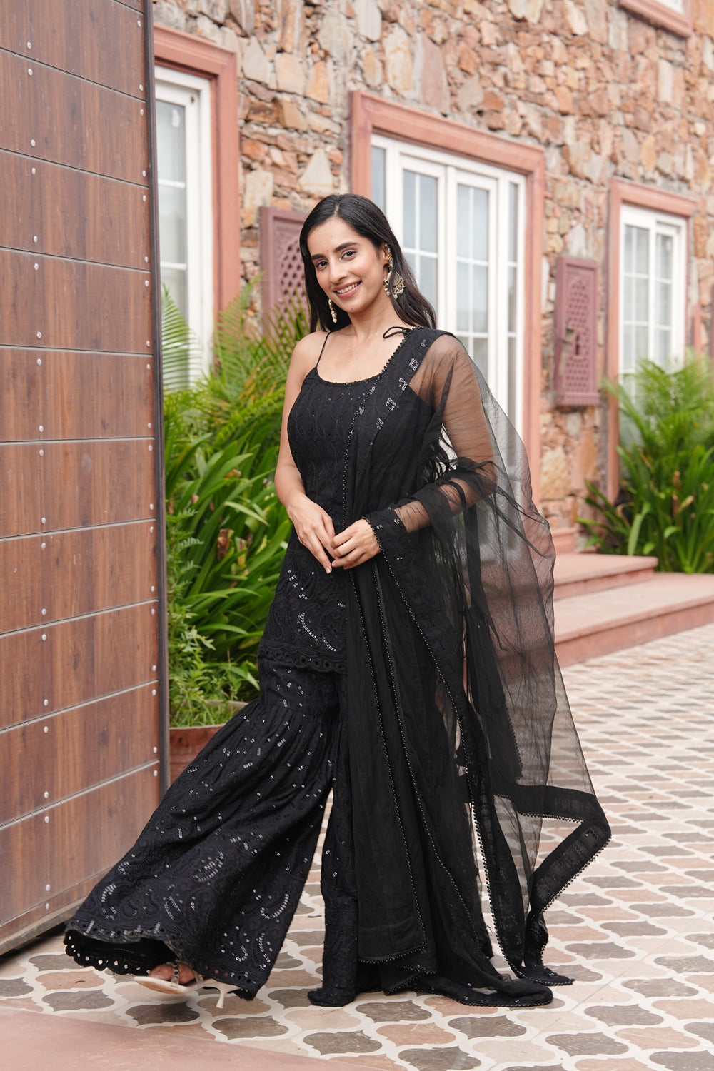 Srivalli Black Tieup Sharara Set
