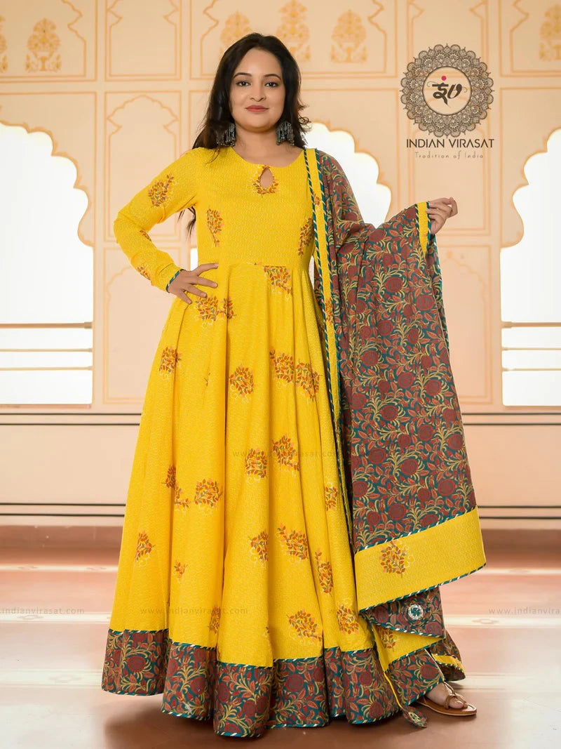 Tulip Yellow Anarkali Ethnic Dress - Indianvirasat