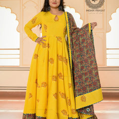 Tulip Yellow Anarkali Ethnic Dress - Indianvirasat