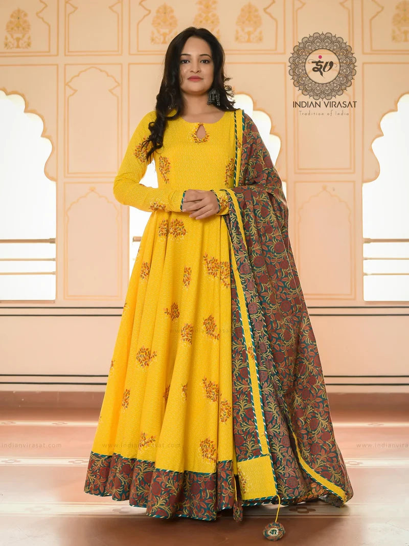 Tulip Yellow Anarkali Ethnic Dress - Indianvirasat