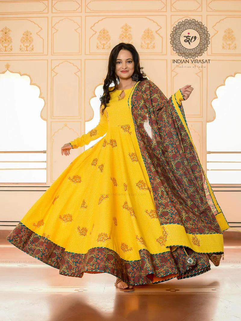 Tulip Yellow Anarkali Ethnic Dress - Indianvirasat