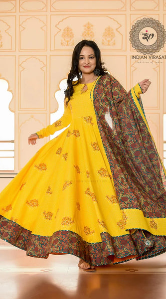 Tulip Yellow Anarkali Ethnic Dress