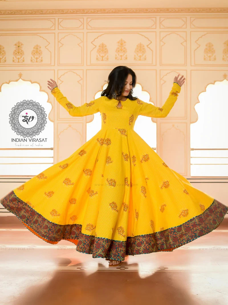 Tulip Yellow Anarkali Ethnic Dress - Indianvirasat