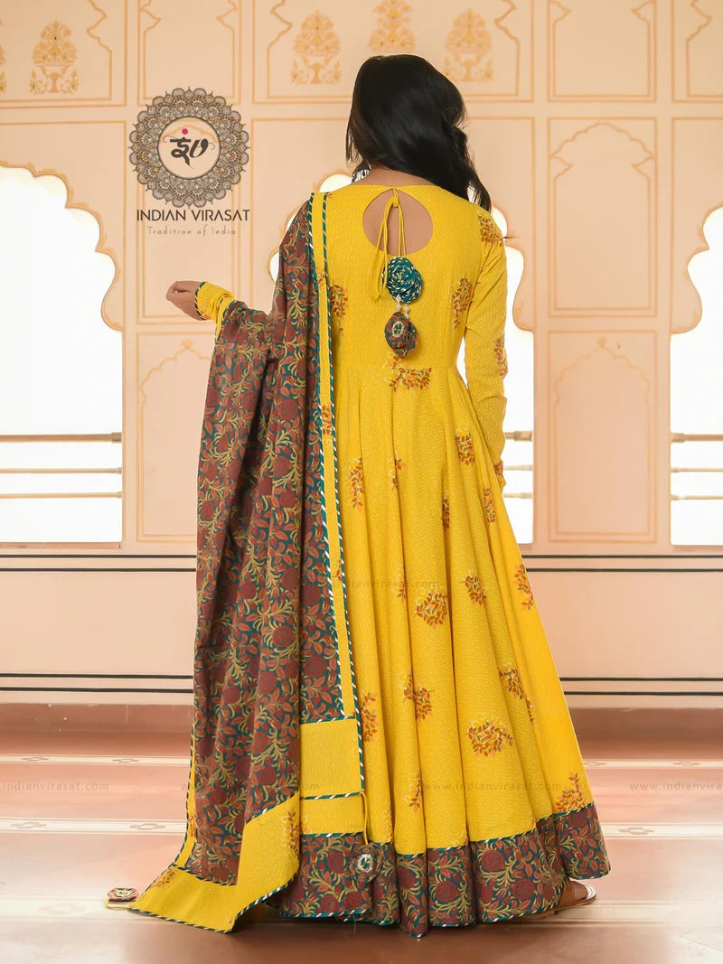 Tulip Yellow Anarkali Ethnic Dress - Indianvirasat