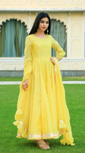 Pineapple Yellow Anarkali Ethnic Dress