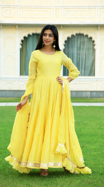 Pineapple Yellow Anarkali Ethnic Dress