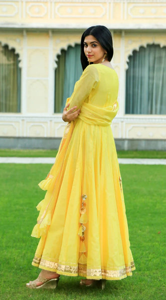 Pineapple Yellow Anarkali Ethnic Dress