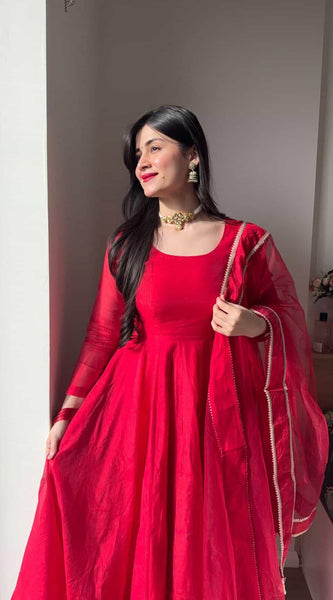 Soundarya Red Anarkali Suit Set