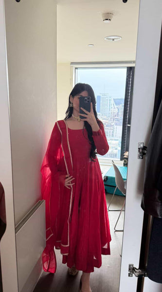 Soundarya Red Anarkali Suit Set