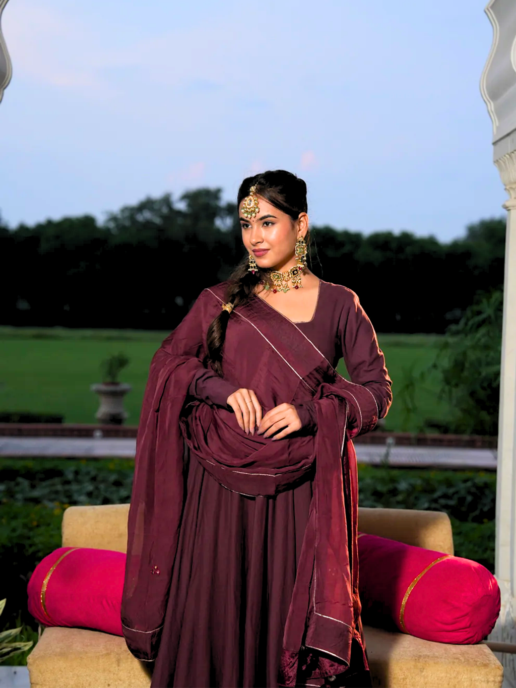 Noor Wine Kurta Set