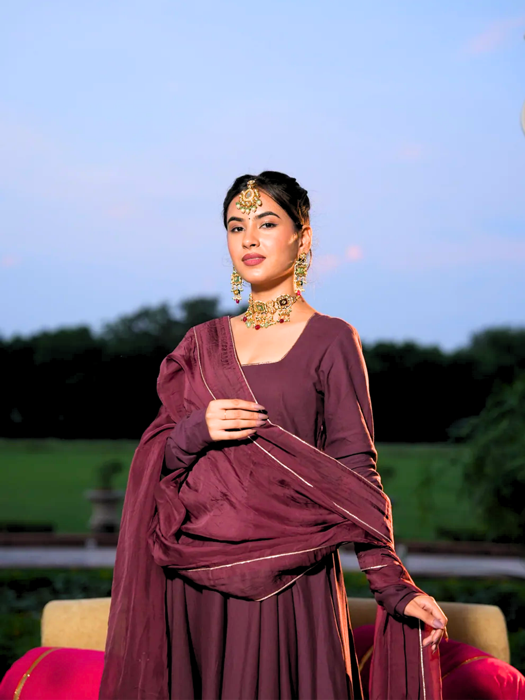 Noor Wine Kurta Set