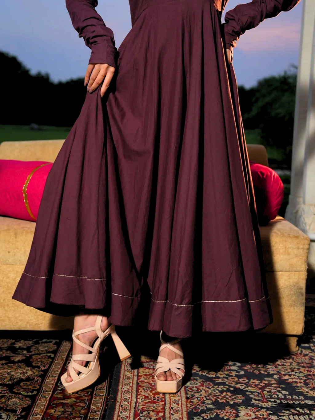 Noor Wine Kurta Set