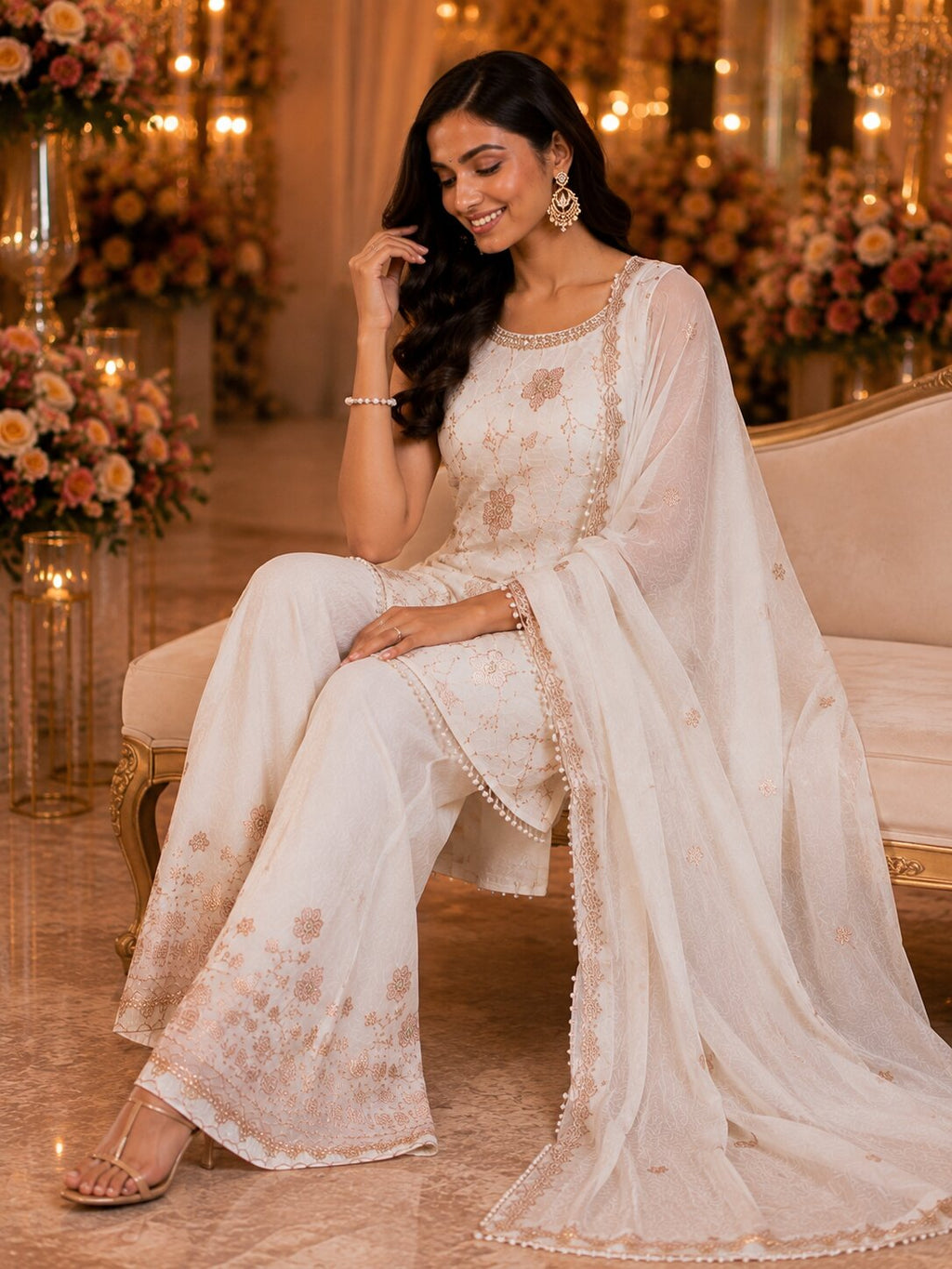 Eshaal White Wedding Wear Kurta Set