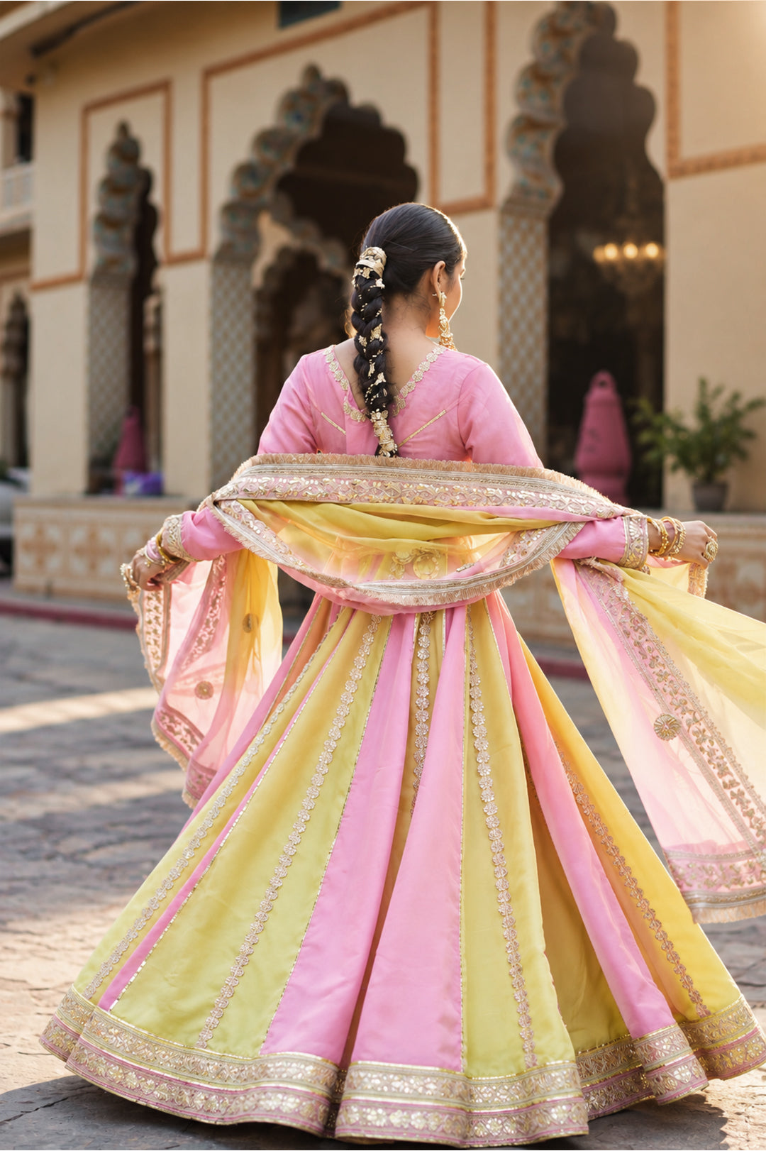 Rangrez Noor – Pink & Sunshine Yellow Anarkali Suit Set
