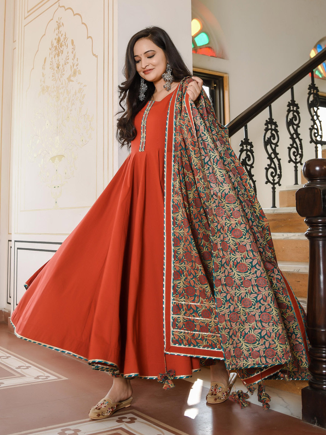 Garnet Suit With Bagh Print Dupatta Suit Set - Indianvirasat