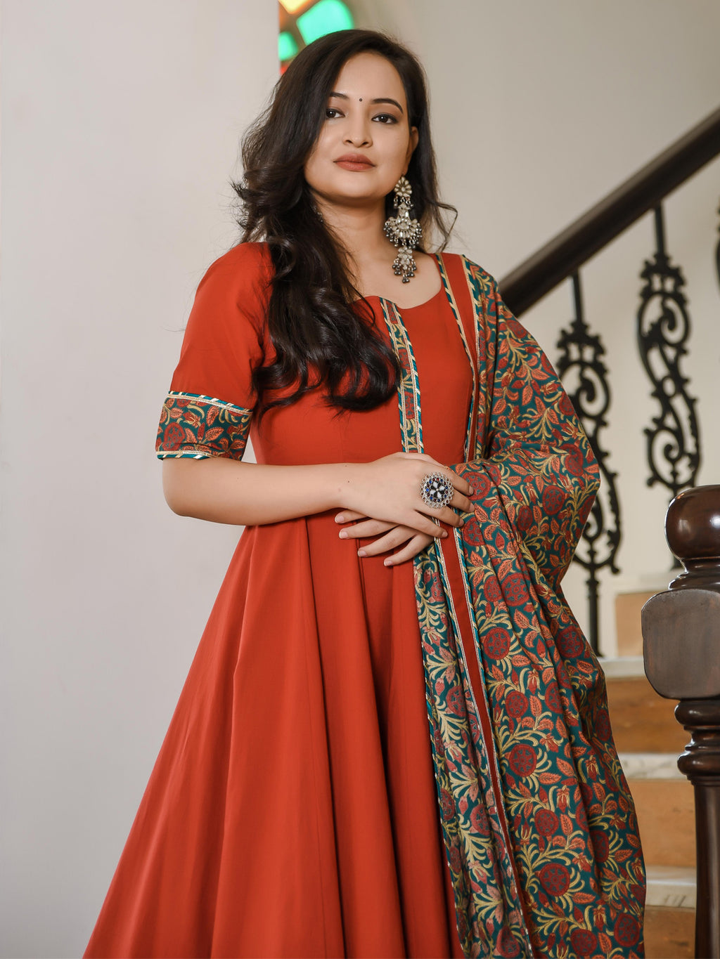 Garnet Suit With Bagh Print Dupatta Suit Set - Indianvirasat