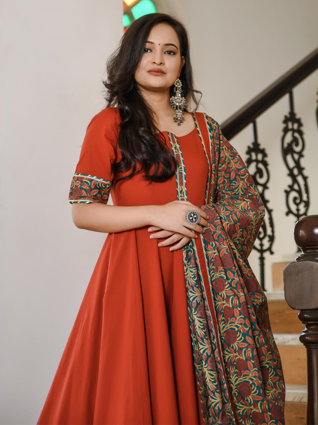 Garnet Suit With Bagh Print Dupatta Suit Set - Indianvirasat