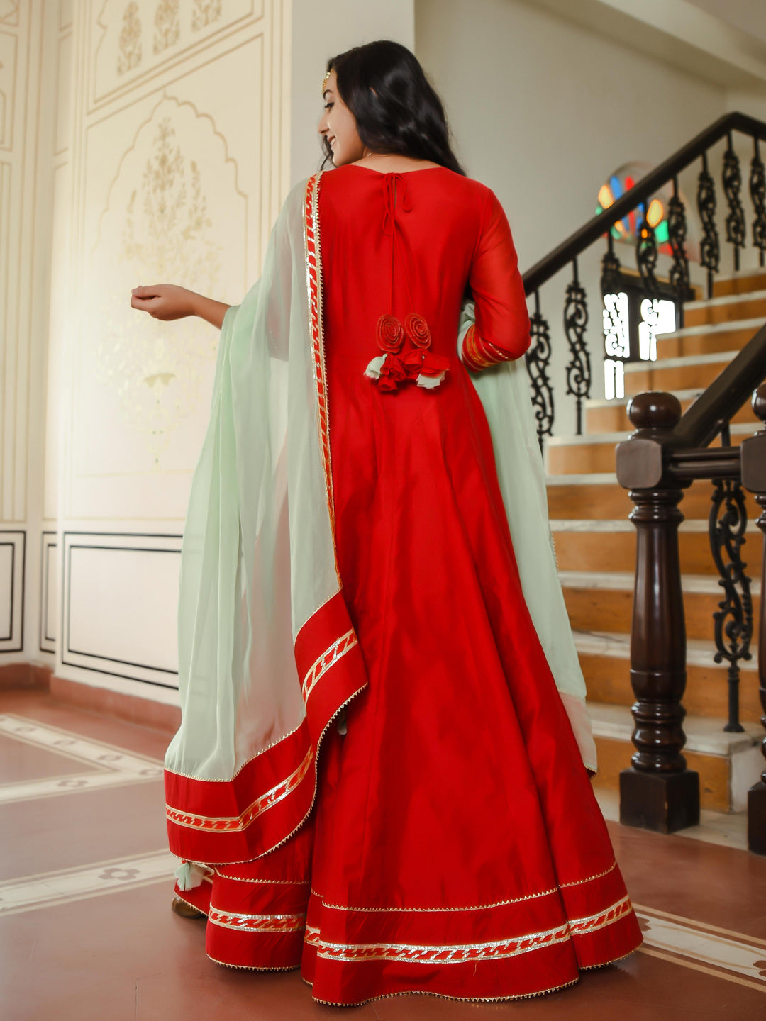 green red dress combination Forest Green and Bright Red Christmas Outfit