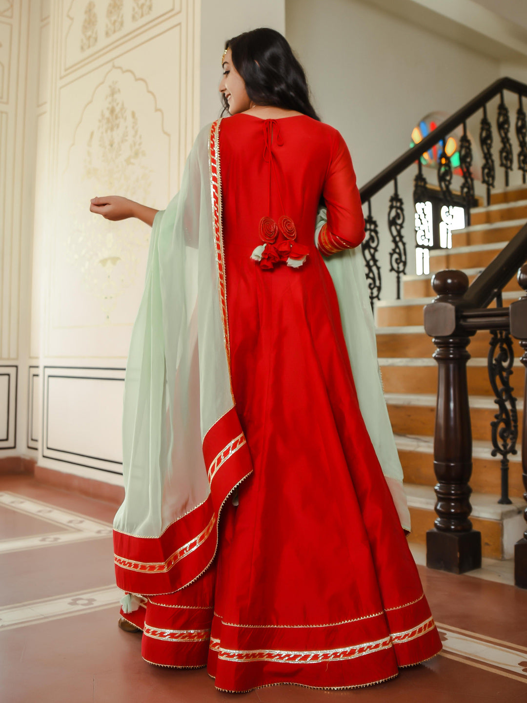 GAURAV GUPTA RED EMBELLISHED SCULPTED GOWN – Kuro Clothing India