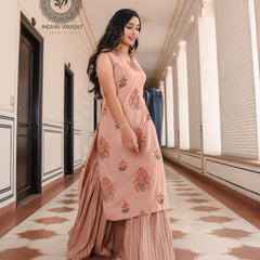 Peach Blossom Mughal Sharara Set