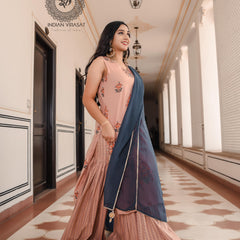 Peach Blossom Mughal Sharara Set