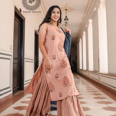 Peach Blossom Mughal Sharara Set