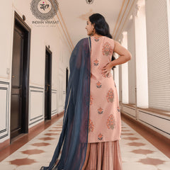 Peach Blossom Mughal Sharara Set