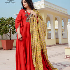 Poppy Red Bell Sleeves Dress