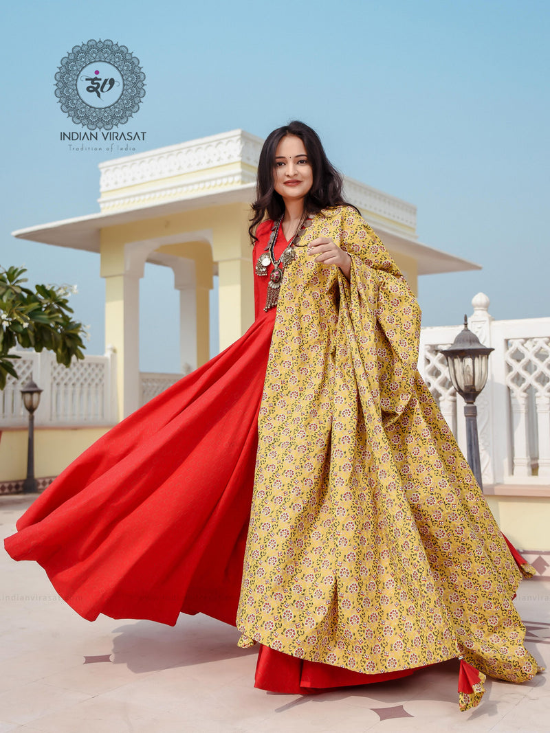 Poppy Red Bell Sleeves Dress