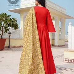 Poppy Red Bell Sleeves Dress