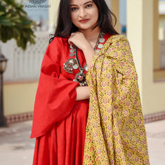 Poppy Red Bell Sleeves Dress