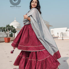 Plum Maroon Cut Sleeves Sharara Set