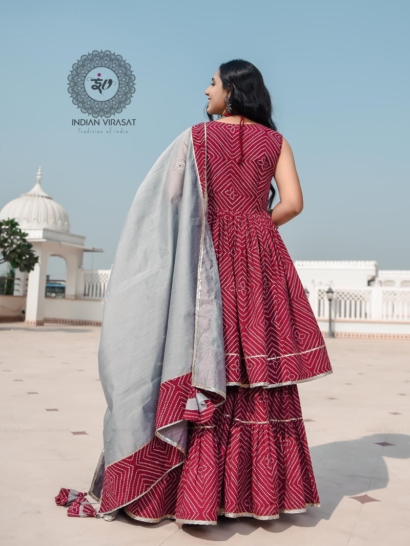 Plum Maroon Cut Sleeves Sharara Set